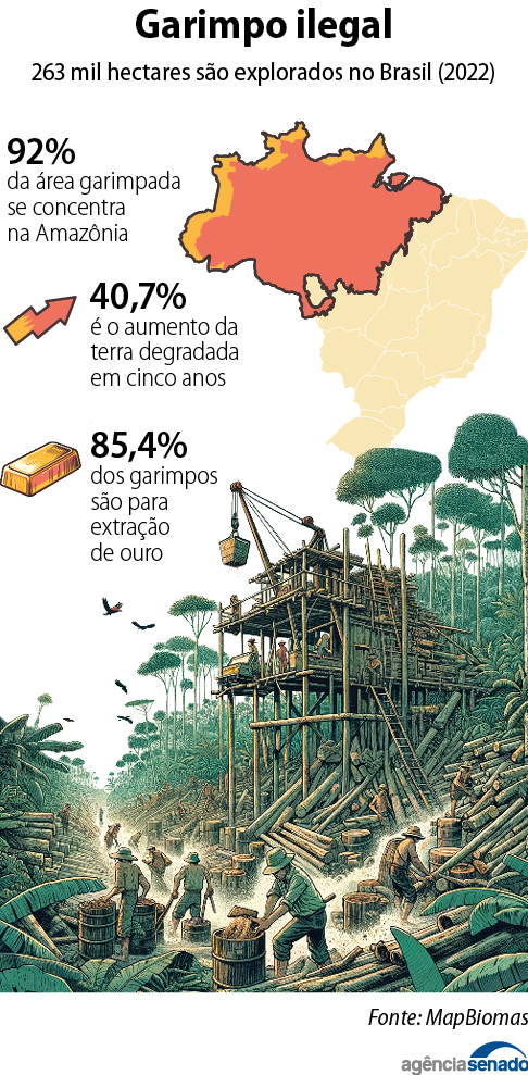 Imagem de garimpo ilegal na Amazônia